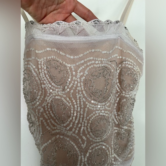 Vintage Bebe White Sequin Beaded Mesh Camisole Top. Size medium. - Picture 3 of 6